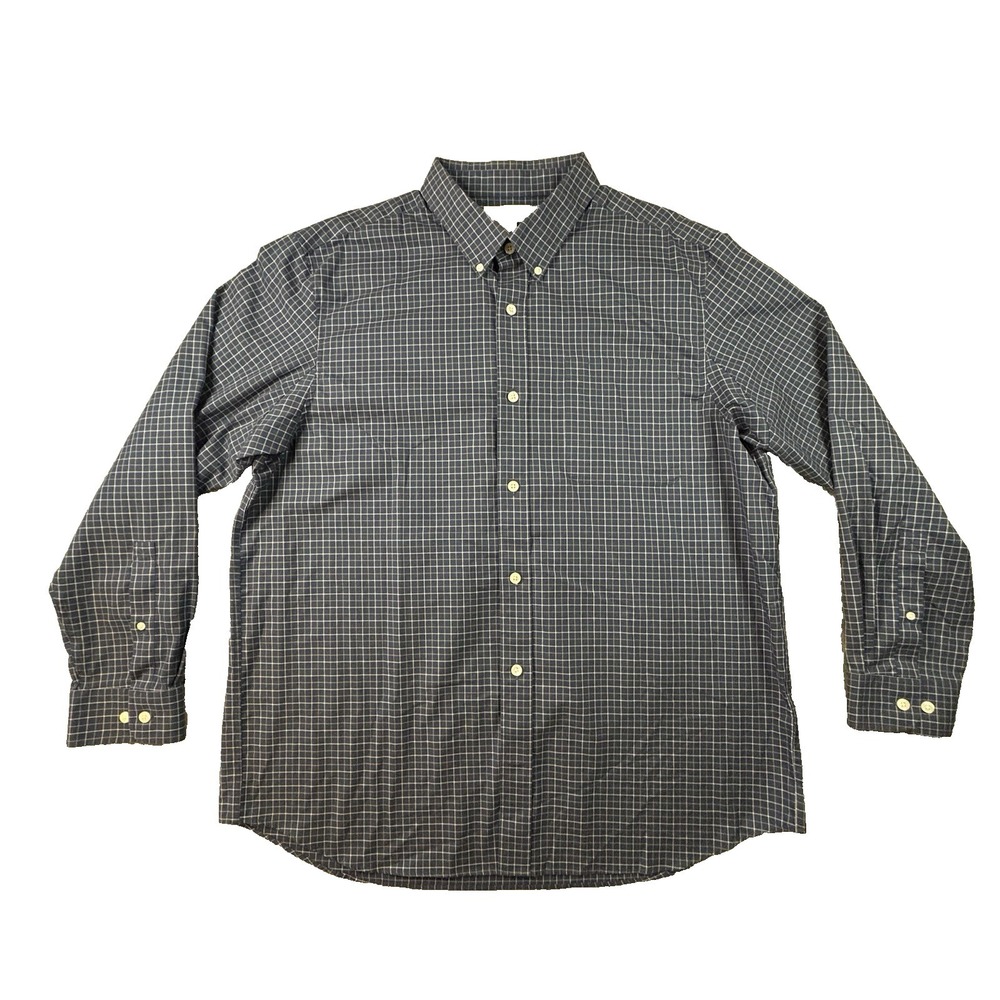 Duluth Trading Co Men's 2XL Blue Check Button Down LS Shirt SEE DESCRIPTION